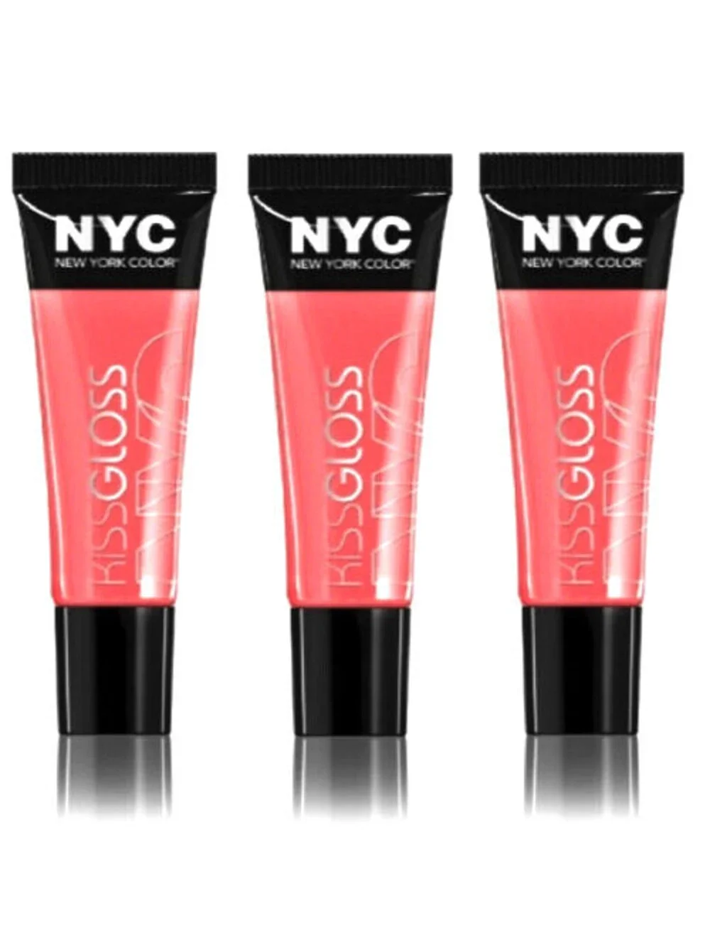 Lot of 3: New NYC New York Color Kiss Gloss Lip Gloss 003 Pink Flamingo (Sealed)